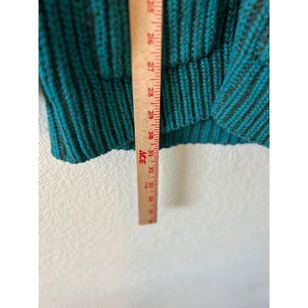 Sundance Coastal Grandma Teal Green Chunky Ribbed Knit Cardigan Sweater SZ SM - Picture 6 of 8
